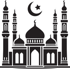 Beautiful mosque silhouette vector illustration isolated on a white background