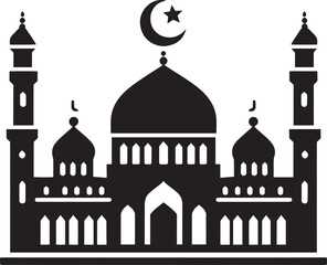 Beautiful mosque silhouette vector illustration isolated on a white background