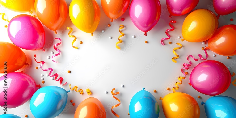 Sticker frame made of colorful balloons with copy space.