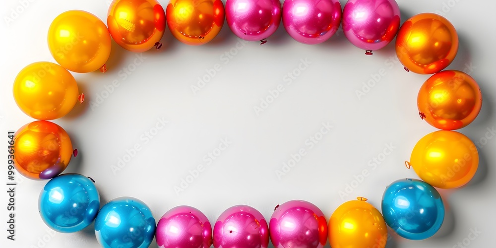 Wall mural frame made of colorful balloons with copy space.