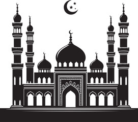 Beautiful mosque silhouette vector illustration isolated on a white background