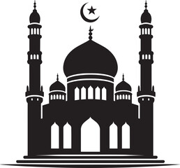 Beautiful mosque silhouette vector illustration isolated on a white background