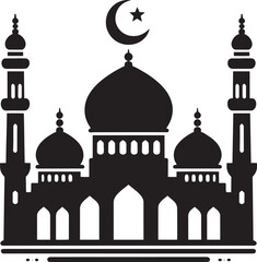 Beautiful mosque silhouette vector illustration isolated on a white background