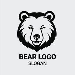 simple bear logo. bear animal flat icon. bear head vector illustration