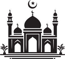 Beautiful mosque silhouette vector illustration isolated on a white background