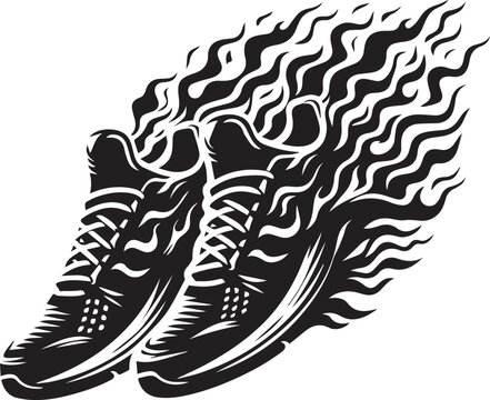 black sneakers with flames clip art preview