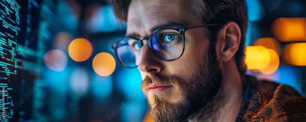 Fototapete Software Programmer Or Coder Man
