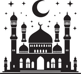 Beautiful mosque silhouette vector illustration isolated on a white background