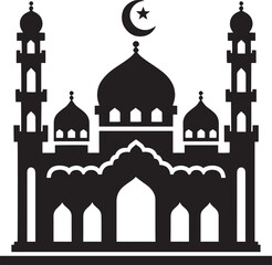 Beautiful mosque silhouette vector illustration isolated on a white background