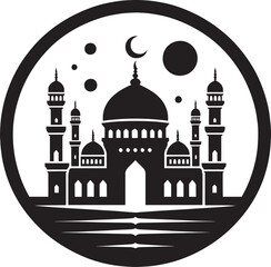 Beautiful mosque silhouette vector illustration isolated on a white background