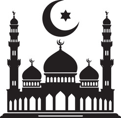 Beautiful mosque silhouette vector illustration isolated on a white background