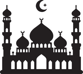 Beautiful mosque silhouette vector illustration isolated on a white background