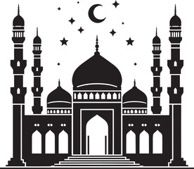 Beautiful mosque silhouette vector illustration isolated on a white background