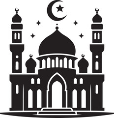 Beautiful mosque silhouette vector illustration isolated on a white background