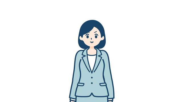 Biz woman_Salute with a serious expression_with alpha channel