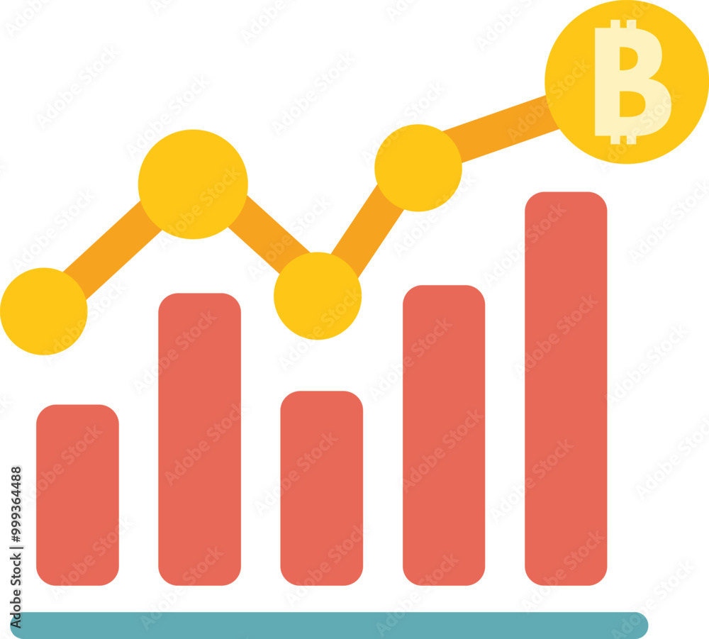 Poster line chart is showing the increasing value of the bitcoin cryptocurrency
