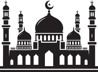 Beautiful mosque silhouette vector illustration isolated on a white background