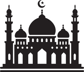 Beautiful mosque silhouette vector illustration isolated on a white background