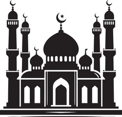 Beautiful mosque silhouette vector illustration isolated on a white background