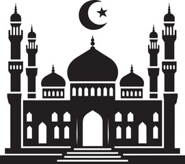 Beautiful mosque silhouette vector illustration isolated on a white background