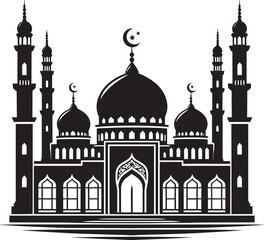 Beautiful mosque silhouette vector illustration isolated on a white background