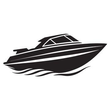recommend clip art: Speed boat silhouette vector art illustration