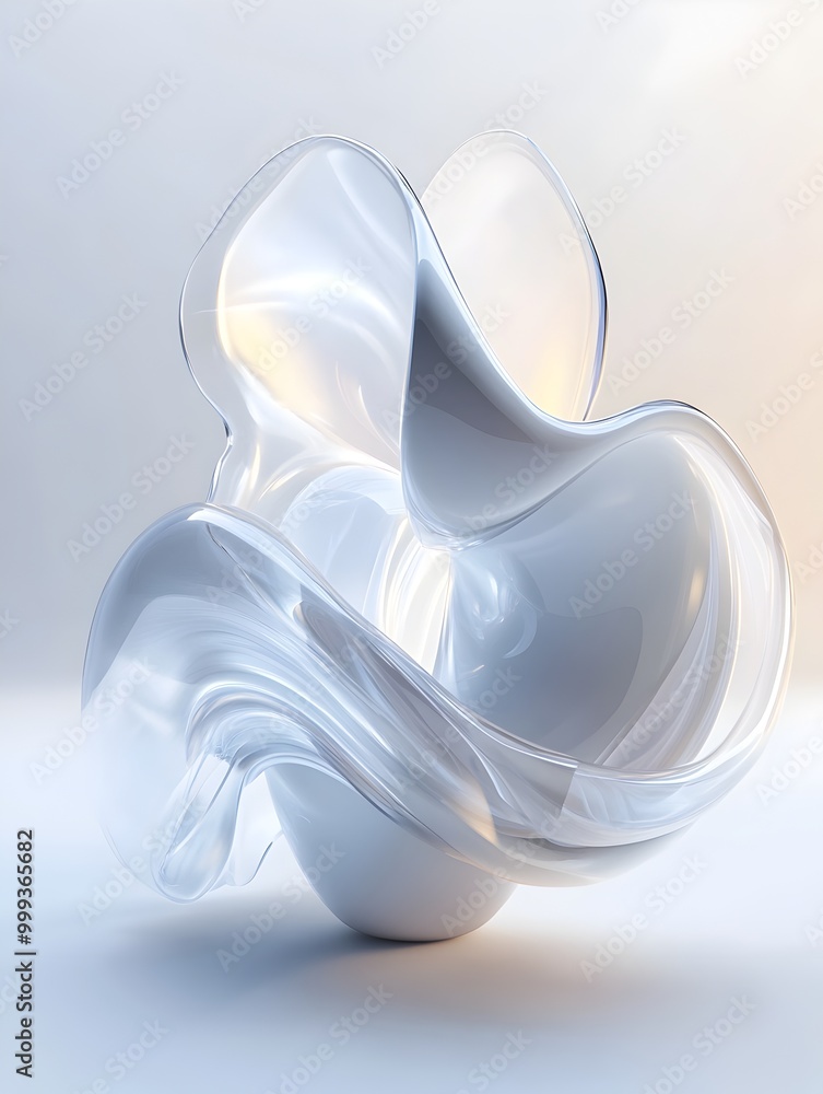 Poster ethereal spectral entity with radiant illumination on minimal white background