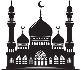Beautiful mosque silhouette vector illustration isolated on a white background