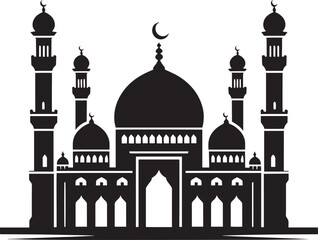 Beautiful mosque silhouette vector illustration isolated on a white background