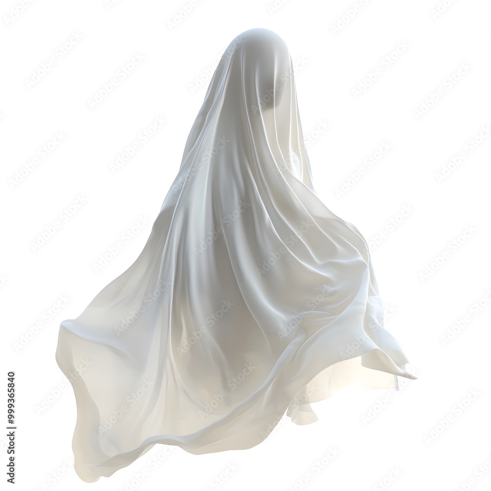 Poster ethereal transparent ghost floating through glowing mirror with soft lighting and eerie shadows on m