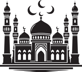 Beautiful mosque silhouette vector illustration isolated on a white background
