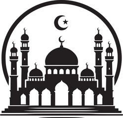 Beautiful mosque silhouette vector illustration isolated on a white background