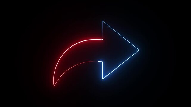 Abstract beautiful neon arrow icon animation 