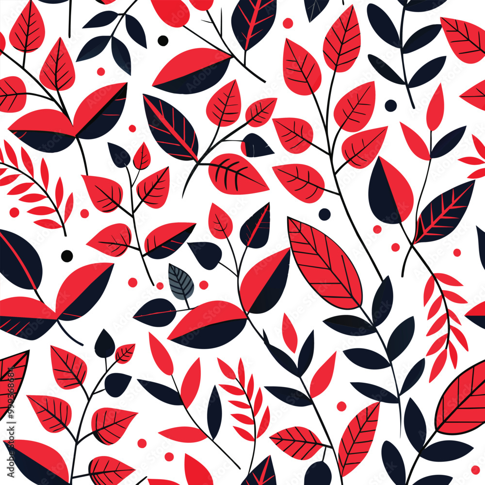 Poster this design features intertwining red and black leaves and vines against a crisp white backdrop show