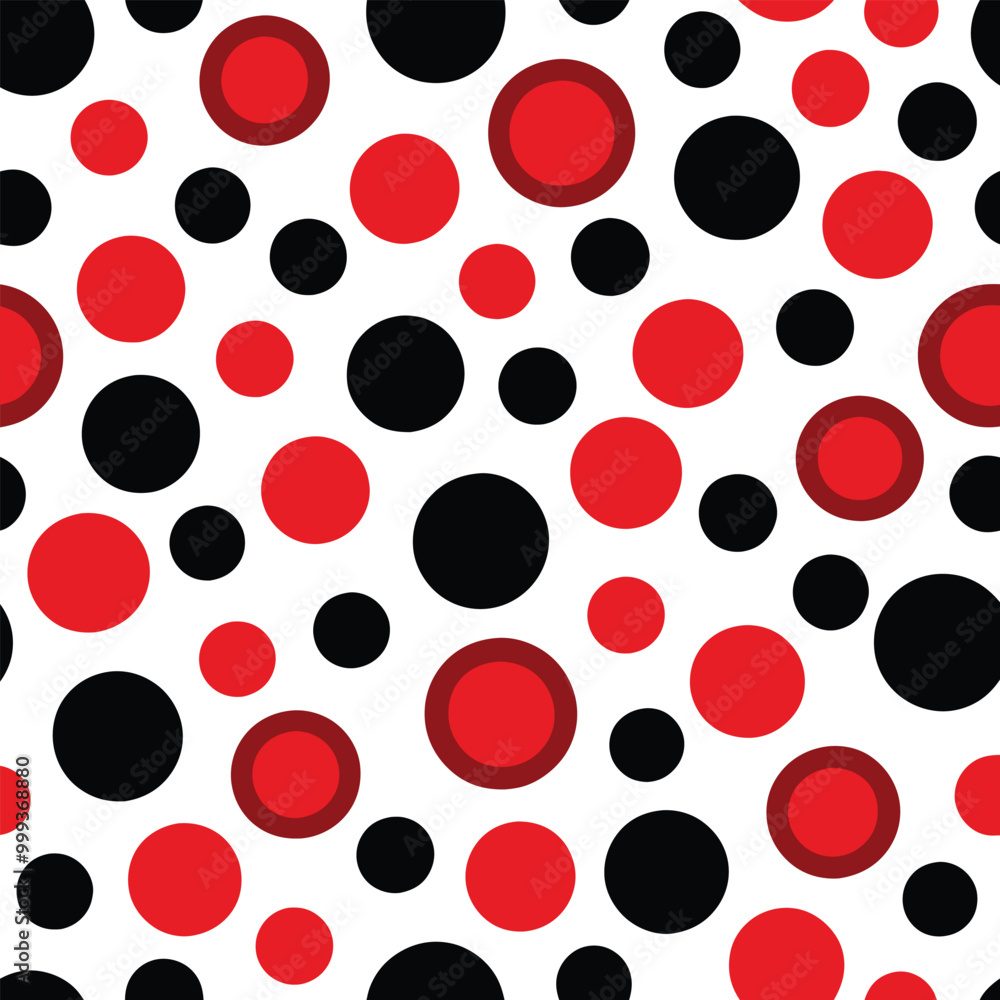 Aufkleber a playful arrangement of small red and black circles creates a dynamic seamless pattern against a wh