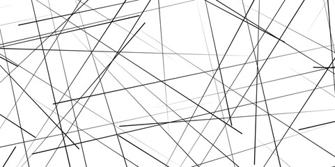 Obraz premium Horizontal template with chaotic lines. Simple vector illustration. Abstract black chaotic lines or seamless pattern. Random chaotic lines. Seamless monochrome texture.