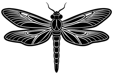 Simple dragonfly flat black icon  illustration