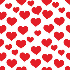 This design features a seamless pattern of small red hearts scattered uniformly on a clean white background perfect for various decoration and craft uses