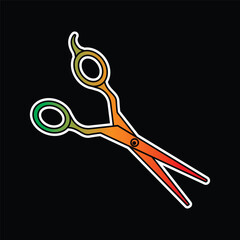 Scissors for cutting hair. Original vector illustration in vintage style.