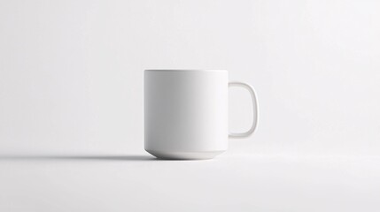 A sleek ceramic mug mockup on a clean white backdrop, ideal for highlighting your branding and design concepts in a modern style.