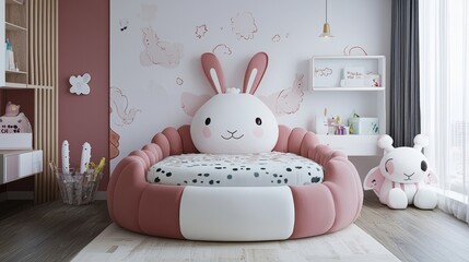 Cute bedroom for children Designed in the shape of a rabbit, it is comfortable and warm.