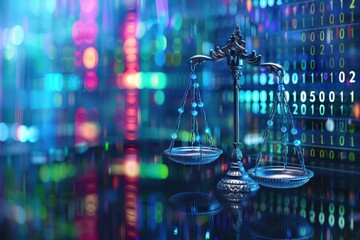 A digital image of a scale with a light blue background, generative ai image