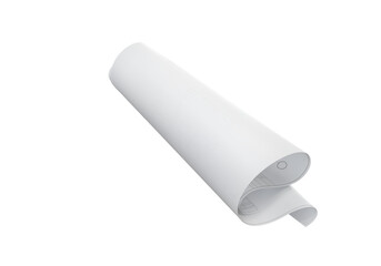 sheet of paper with blueprints curled on a white background. Vector illustration