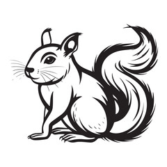 The squirrel black silhouette with white background