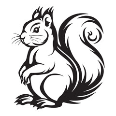 The squirrel black silhouette with white background