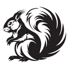 The squirrel black silhouette with white background