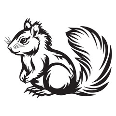 The squirrel black silhouette with white background