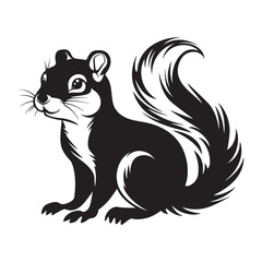 The squirrel black silhouette with white background