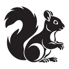 The squirrel black silhouette with white background
