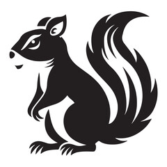 The squirrel black silhouette with white background